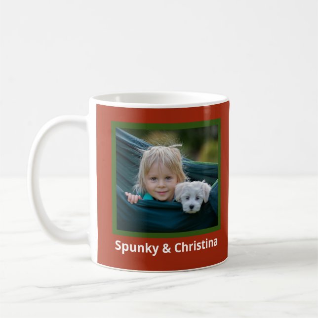 Modernes Foto frohe Weihnachten personalisieren Kaffeetasse (Links)