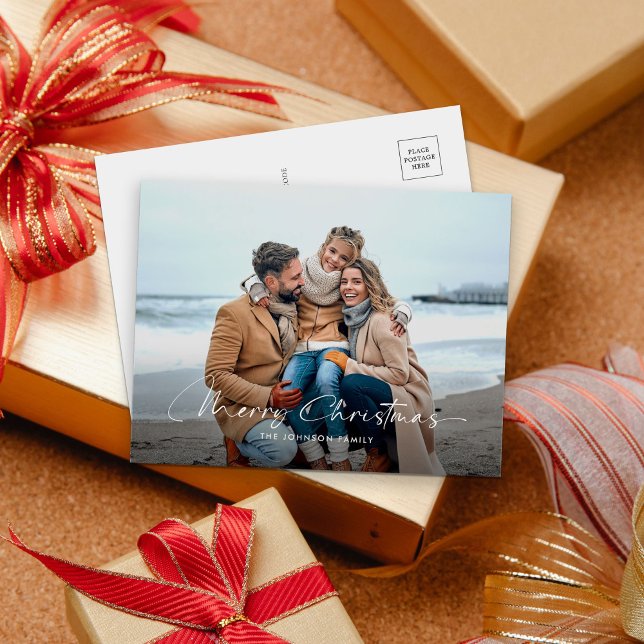 Modernes Foto Frohe Weihnachtsfeiertage Postkarte (Von Creator hochgeladen)