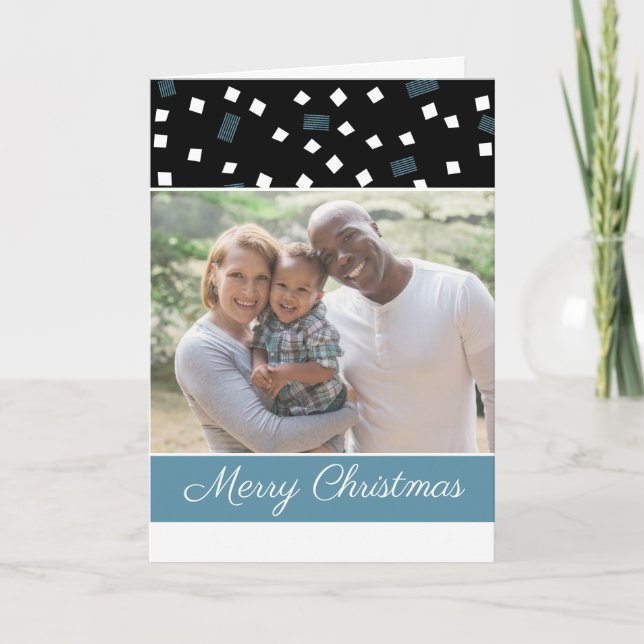 Modernes Foto Frohe Weihnachtsmuster Bild Feiertagskarte (Vorderseite)