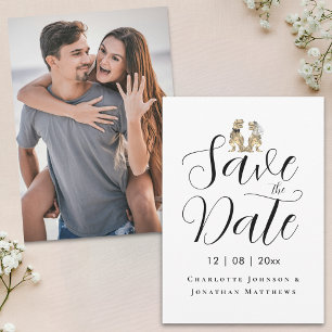 Modernes Foto Funny Dinosaur Hochzeit Save The Date