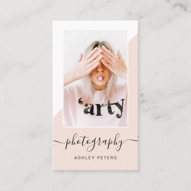 Modernes Foto für die Fotografie mit rosa Blocksch Visitenkarte (Vorderseite)