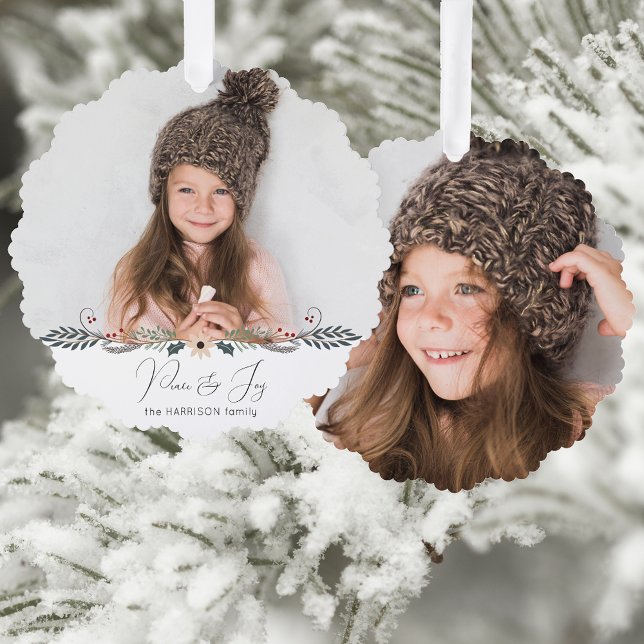 Modernes Foto für Frieden und Freude Ornament Karte (Von Creator hochgeladen)