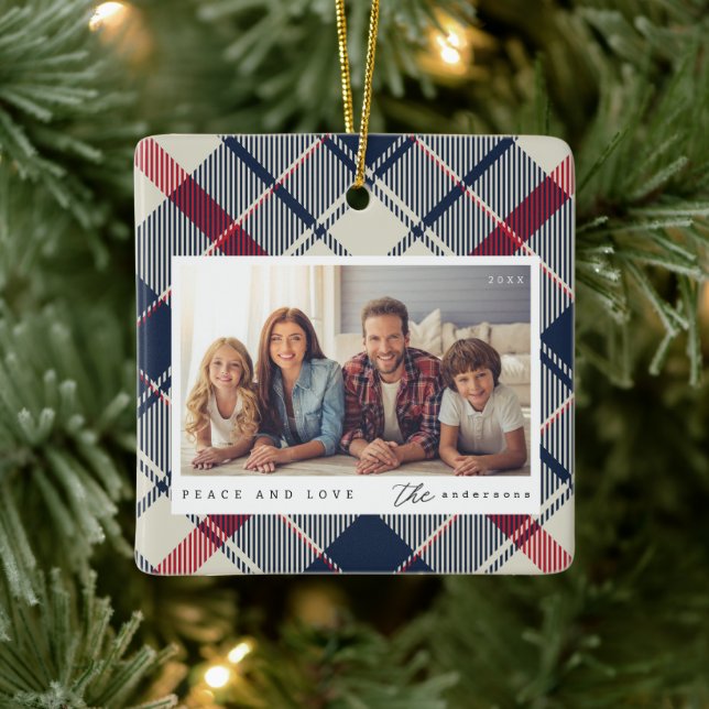 Modernes Foto für Frieden und Liebe Keramikornament (Baum)