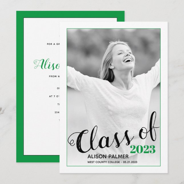 Modernes Foto für grüne Grenze 2023-Skripte Einladung (Vorne/Hinten)