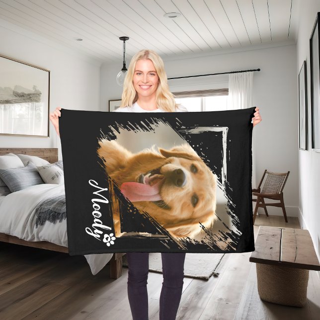 Modernes Foto für Haustiere und Name Custom Fleece (Modern Pet Photo & Name Custom Fleece Blanket)