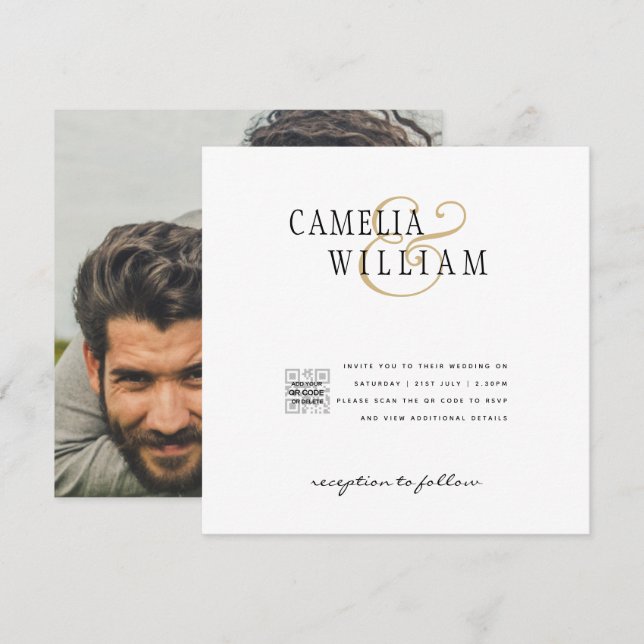 Modernes FOTO für Hochzeitsfeiern - QR (Vorne/Hinten)