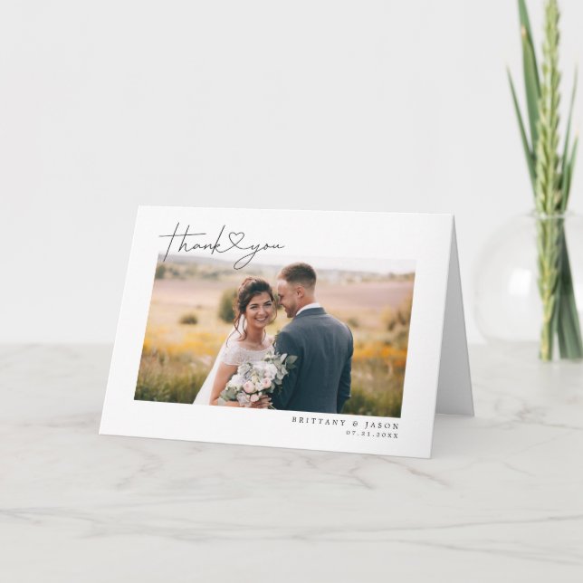 Modernes Foto für Hochzeitsfotografie Dankeskarte (Vorderseite)