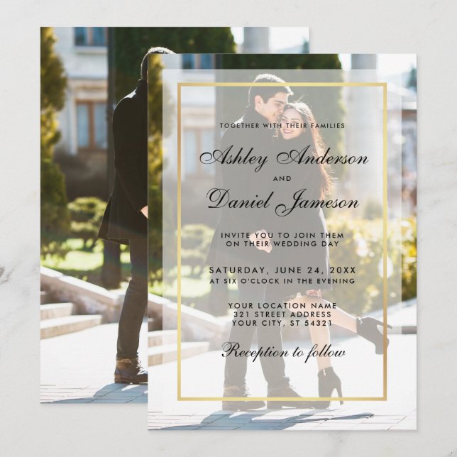 Modernes Foto für Hochzeitüberlagerungen Einladung (Vorne/Hinten)