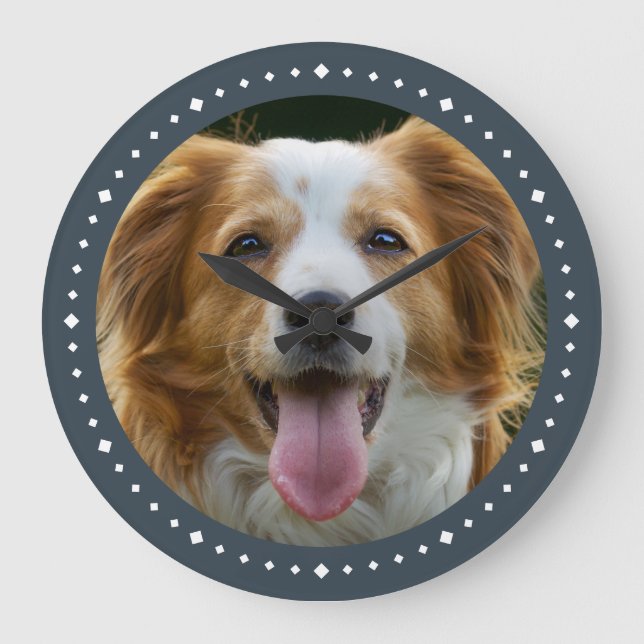 Modernes Foto für Hunde dunkelgrau Große Wanduhr (Vorderseite)