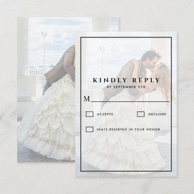 Modernes Foto für Kalligrafie RSVP Karte (Vorne/Hinten)
