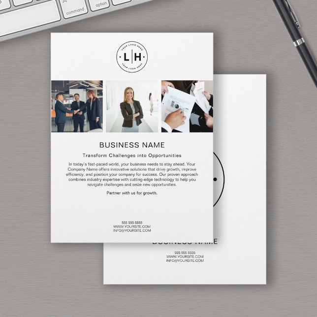 Modernes Foto für kundenspezifische Logos Unterneh Flyer (Modern Custom Logo Photo Corporate Business White Flyer)