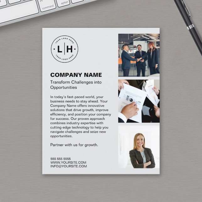 Modernes Foto für Logos Grau Beruflich Flyer (Modern Logo Photo Gray Professional Business Flyer)