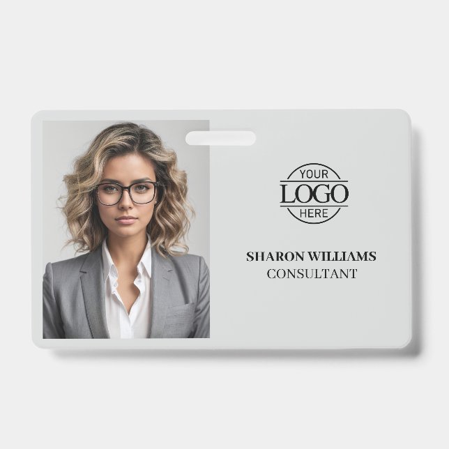 Modernes Foto für Mitarbeiter von Light Gray Compa Ausweis (Vorderseite)