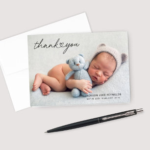 Modernes Foto für Neugeborene Kinderherz Dankeskarte