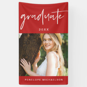 Modernes Foto für Red and White Graduate Script Banner