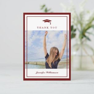 Modernes Foto für Red Elegant Script Abschluss Dankeskarte