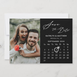 Modernes Foto für Schwarz-Elegantes Skript Save The Date