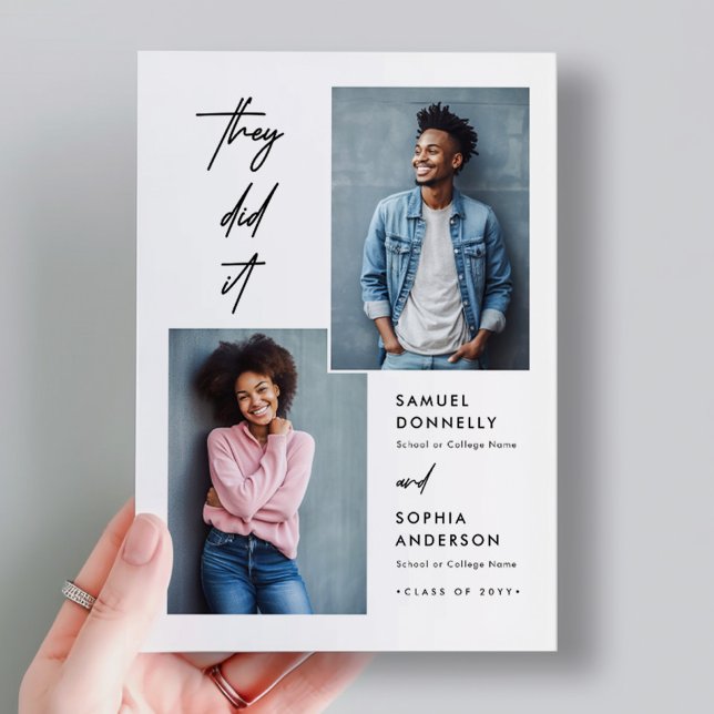 Modernes Foto für zwei Absolventen des DoppelJoint Postkarte (Von Creator hochgeladen)