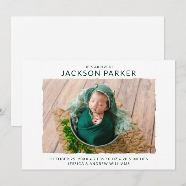 Modernes Foto Geburt Ankündigung (Vorne/Hinten)