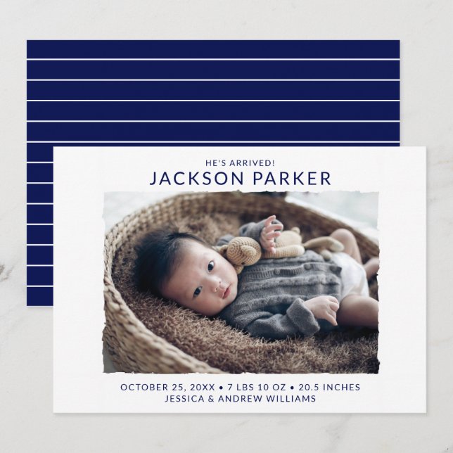 Modernes Foto Geburt Ankündigung (Vorne/Hinten)