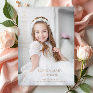 Modernes Foto Girl First Heilige Kommune Rose Gold Folieneinladung
