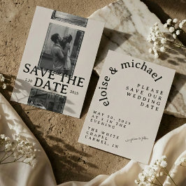 Modernes Foto-Gitter mit fett Serif Save the Date Einladung