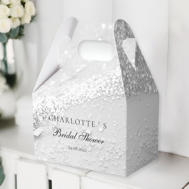 Modernes, Foto, Glitzer Brautparty Geschenkschachtel (Modern, Glitter Bridal Shower Favor Boxes with your name & date.)
