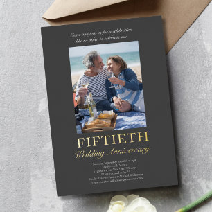 Modernes Foto Gold 50. Hochzeitstag Folieneinladung