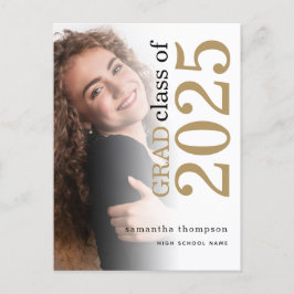 Modernes Foto Gold Black 2023 Abschluss Ankündigungspostkarte