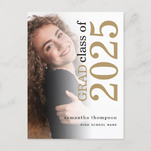 Modernes Foto Gold Black 2023 Abschluss Ankündigungspostkarte