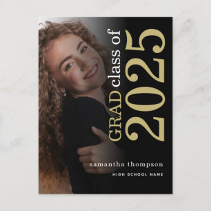 Modernes Foto Gold Black 2023 Abschluss Ankündigungspostkarte