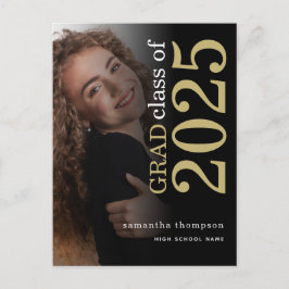 Modernes Foto Gold Black 2023 Abschluss Ankündigungspostkarte