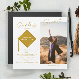 Modernes Foto Gold Grad Party Magnetische Einladun Magnetkarte