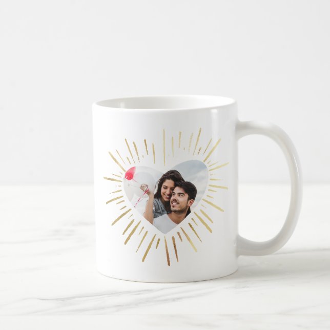 Modernes Foto Gold Herzstück Valentinstag Kaffeetasse (Rechts)