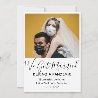 Modernes Foto Got während einer Pandemie Verheirat Ankündigung