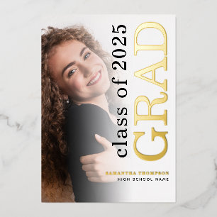 Modernes Foto Grad 2025 Gold Real Foil Ankündigung