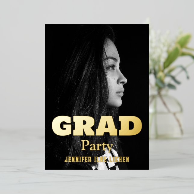 MODERNES FOTO GRAD PARTY FOLIENEINLADUNG (Stehend vorne)
