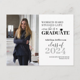 Modernes Foto Graduierte Typografie Abschluss Ankündigungspostkarte