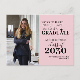 Modernes Foto Graduierte Typografie Abschluss Ankündigungspostkarte