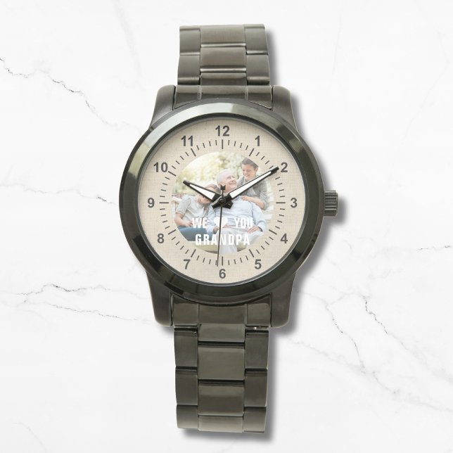 Modernes Foto Großvater Drehbuch Herz Armbanduhr (Von Creator hochgeladen)