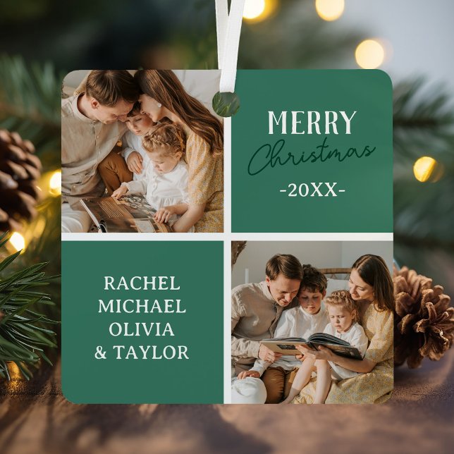 Modernes Foto Grün frohe Weihnachten Ornament Aus Metall (Von Creator hochgeladen)