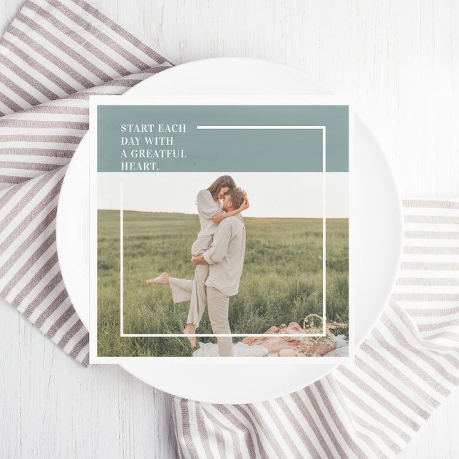 Modernes Foto Grüne Familie Liebliches Geschenk Serviette (Von Creator hochgeladen)