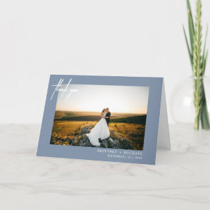 Modernes Foto Hand Lettered Dankeschön Dusty Blue Dankeskarte