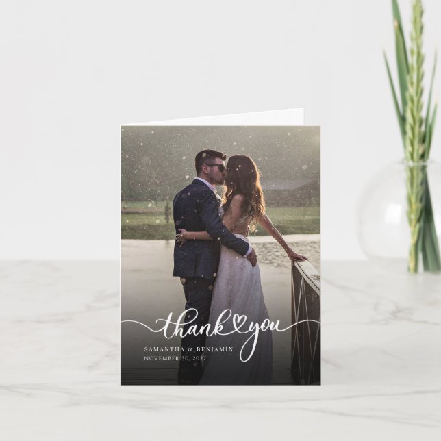 Modernes Foto handgeschriebene Hochzeit Vielen Dan (Vorderseite)