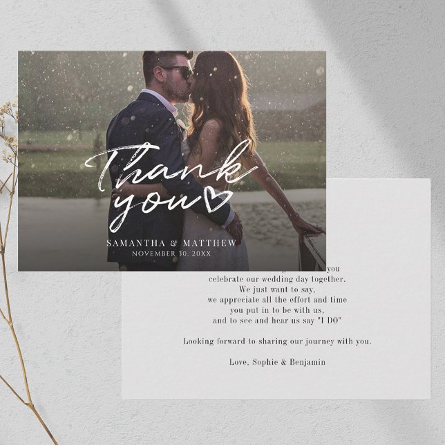 Modernes Foto handgeschriebener Hochzeitstag Viele Mitteilungskarte (Modern Wedding Thank You Photo Notecard)