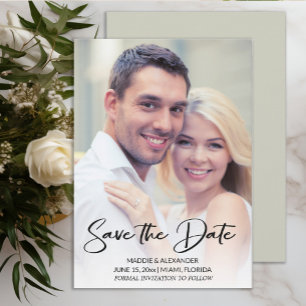 Modernes Foto handgeschriebener Verlobung Save The Date