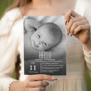 Modernes Foto Hello Baby   Sip and See Party Einladung