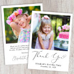 Modernes Foto Herzschrift Geburtstag Dankeskarte<br><div class="desc">Moderne Dankeschön-Karte für ihre Geburtstagsparty mit ihrem Foto und "Danke" in einem eleganten zeitgenössischen Drehbuch mit Herzschlag. Personalisieren Sie mit ihrem Vornamen und dem Veranstaltungsdatum in einfacher Typografie. Fügen Sie auf der Rückseite ein zusätzliches Foto,  ihre individuelle Danksagung und ihren Namen in einem signaturähnlichen Skript.</div>