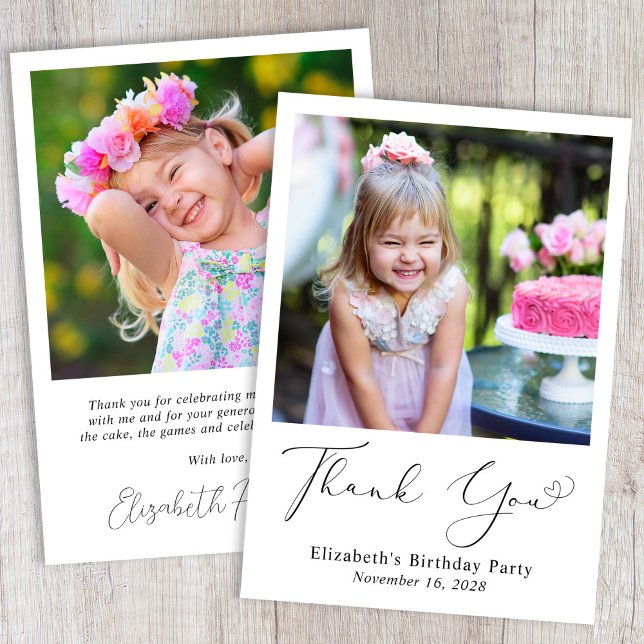 Modernes Foto Herzschrift Geburtstag Dankeskarte (Von Creator hochgeladen)