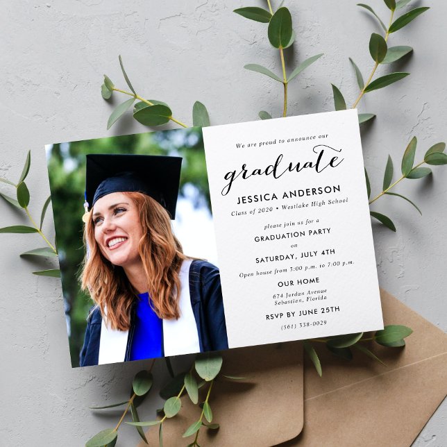 Modernes Foto High School Abschluss Einladung (Modern Photo High School Graduation Invitation)